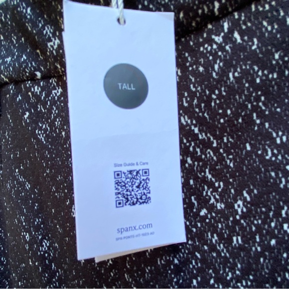 SPANX TALL Ponte Barrel Pant Jacquard Large Long Black Herringbone NEW with Tag - Picture 5 of 9